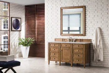 Brittany 60" Single Vanity, Saddle Brown w/ 3 CM Eternal Serena Quartz Top - Image 3