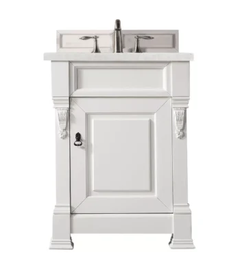 Brookfield 26" Single Vanity, Bright White w/ 3 CM Eternal Jasmine Pearl Quartz Top