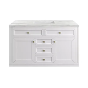 Chicago 48″ Single Vanity, Glossy White w/ 3 CM Arctic Fall Top
