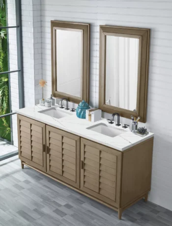Portland 72" Double Vanity Whitewashed Walnut w/ 3 CM Ethereal Noctis Quartz Top - Image 3