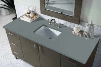 Metropolitan 60" Single Vanity, Silver Oak w/ 3 CM Cala Blue Top - Image 3
