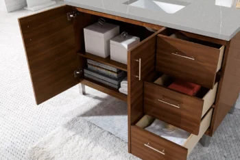 Metropolitan 48" Single Vanity, American Walnut w/ 3 CM Eternal Serena Quartz Top - Image 4