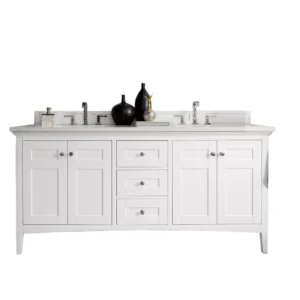 Palisades 72″ Double Vanity, Bright White w/ 3 CM White Zeus Quartz Top