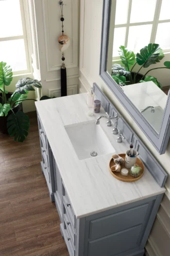 De Soto 48" Single Vanity, Silver Gray w/ 3 CM Arctic Fall Solid Surface Top - Image 4