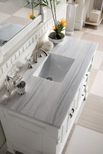 Brookfield 48" Single Vanity, Bright White w/ 3 CM Arctic Fall Solid Surface Top - Image 3