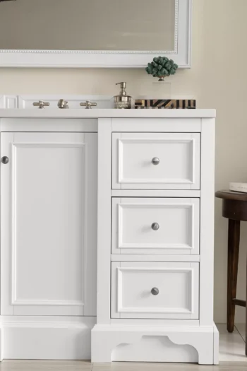 De Soto 48" Single Vanity, Bright White w/ 3 CM White Zeus Quartz Top - Image 6