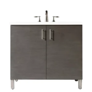 Metropolitan 36″ Single Vanity, Silver Oak w/ 3 CM White Zeus Quartz Top