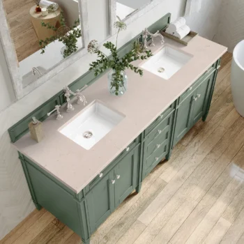 Brittany 72" Double Vanity, Smokey Celadon w/ 3 CM Eternal Marfil Top - Image 5
