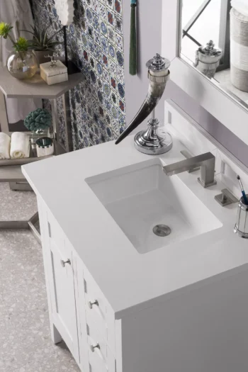 Palisades 30" Single Vanity, Bright White w/ 3 CM White Zeus Quartz Top - Image 6