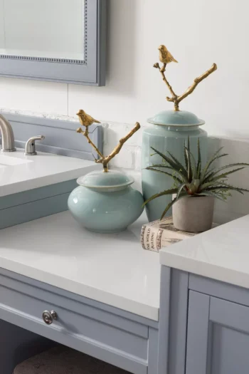 Copper Cove Encore 86" Double Vanity Set, Silver Gray w/ 3 CM White Zeus Quartz Top - Image 5