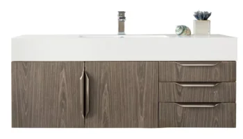 Mercer Island 48" Single Vanity, Ash Gray w/ Glossy White Composite Stone Top