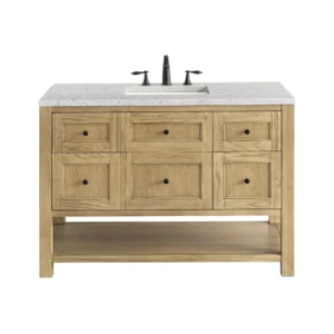 Breckenridge 48″ Single Vanity, Light Natural Oak w/ 3 CM Eternal Jasmine Pearl Top