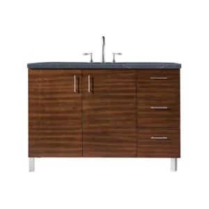 Metropolitan 48″ Single Vanity, American Walnut w/ 3 CM Charcoal Soapstone Quartz Top