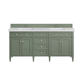 Brittany 72" Double Vanity, Smokey Celadon w/ 3 CM Arctic Fall Top - Image 2