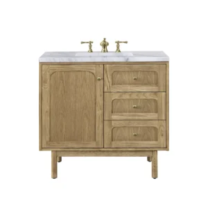 Laurent 36″ Single Vanity, Light Natural Oak w/ 3 CM Carrara Marble Top