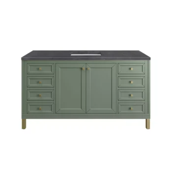 Chicago 60" Single Vanity, Smokey Celadon w/ 3 CM Charcoal Soapstone Top - Image 4