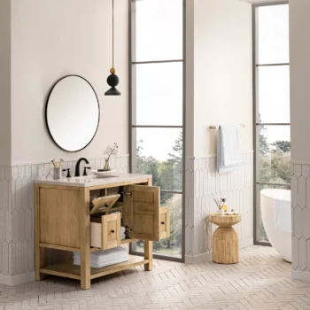 Breckenridge 36" Single Vanity, Light Natural Oak w/ 3 CM Eternal Marfil Top - Image 4