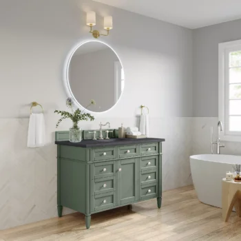 Brittany 48" Single Vanity, Smokey Celadon w/ 3 CM Charcoal Soapstone Top - Image 4