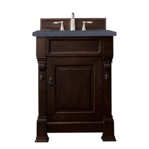 Brookfield 26″ Single Vanity, Burnished Mahogany w/ 3 CM Charcoal Soapstone Quartz Top
