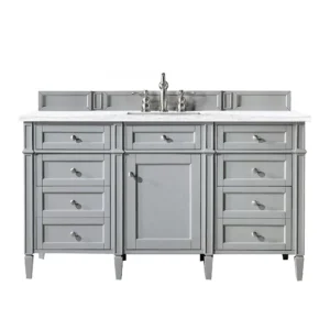 Brittany 60″ Single Vanity, Urban Gray w/ 3 CM Arctic Fall Solid Surface Top