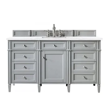 Brittany 60" Single Vanity, Urban Gray w/ 3 CM Arctic Fall Solid Surface Top