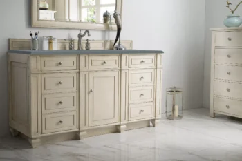 Bristol 60" Single Vanity, Vintage Vanilla w/ 3 CM Cala Blue Top - Image 3