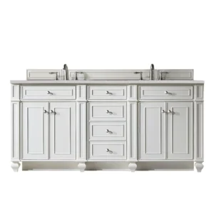 Bristol 72″ Double Vanity, Bright White w/ 3 CM Eternal Serena Quartz Top