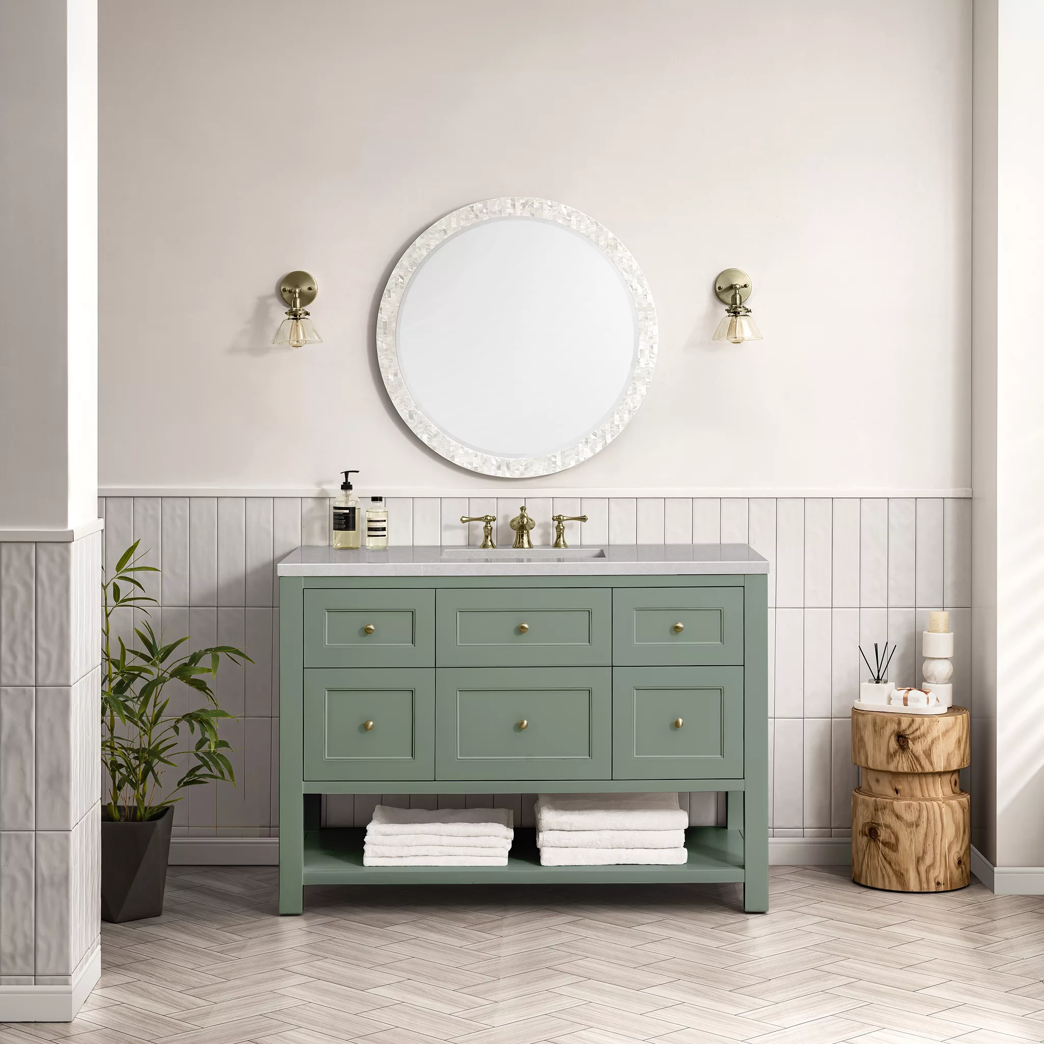 Breckenridge 48" Single Vanity, Smokey Celadon w/ 3 CM Eternal Serena Top - Image 2