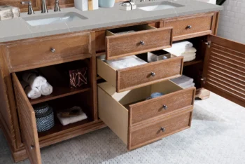 Savannah 72" Double Vanity, Driftwood w/ 3 CM Eternal Serena Quartz Top - Image 4