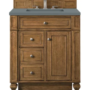 Bristol 30″ Single Vanity, Saddle Brown w/ 3 CM Cala Blue Top