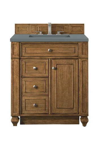 Bristol 30" Single Vanity, Saddle Brown w/ 3 CM Cala Blue Top