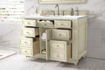 Bristol 48" Single Vanity, Vintage Vanilla w/ 3 CM White Zeus Quartz Top - Image 4