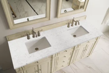Bristol 72" Double Vanity, Vintage Vanilla w/ 3 CM Eternal Jasmine Pearl Quartz Top - Image 2