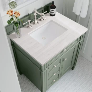 Brittany 30" Single Vanity, Smokey Celadon w/ 3 CM Arctic Fall Top - Image 5