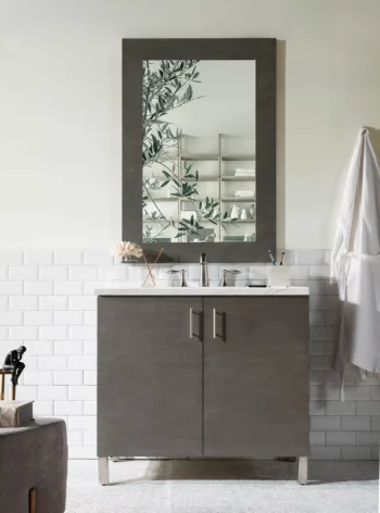 Metropolitan 36" Single Vanity, Silver Oak w/ 3 CM Ethereal Noctis Quartz Top - Image 2
