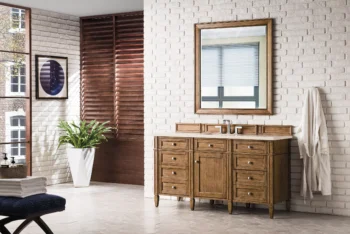 Brittany 60" Single Vanity, Saddle Brown w/ 3 CM Eternal Marfil Quartz Top - Image 3
