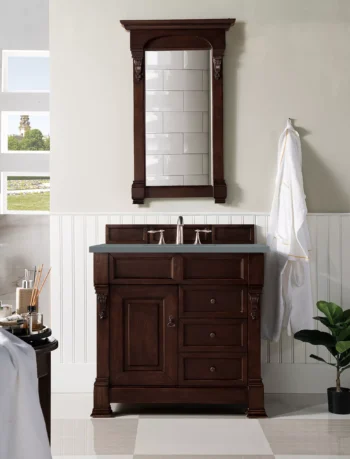 Brookfield 36" Single Vanity, Burnished Mahogany w/ 3 CM Cala Blue Top - Image 2
