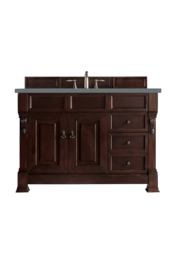 Brookfield 48" Single Vanity, Burnished Mahogany w/ 3 CM Cala Blue Quartz Top
