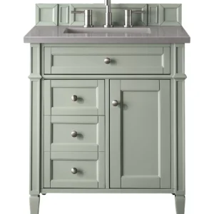 Brittany 30″ Single Vanity, Sage Green, w/ 3 CM Grey Expo Quartz Top