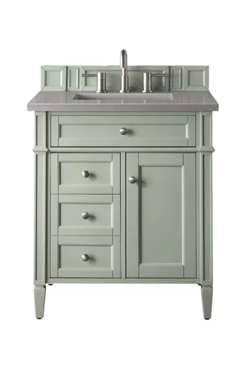 Brittany 30" Single Vanity, Sage Green, w/ 3 CM Grey Expo Quartz Top