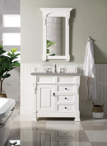 Brookfield 36" Single Vanity, Bright White w/ 3 CM Grey Expo Top - Image 2