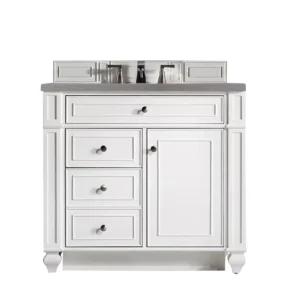 Bristol 36″ Single Vanity, Bright White w/ 3 CM Grey Expo Top