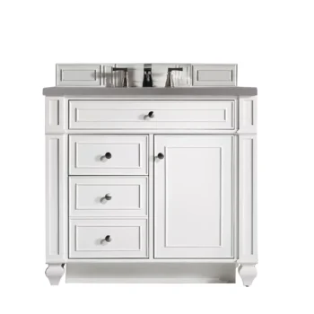 Bristol 36" Single Vanity, Bright White w/ 3 CM Grey Expo Top