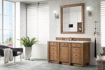 Bristol 60" Single Vanity, Saddle Brown w/ 3 CM Ethereal Noctis Quartz Top - Image 3