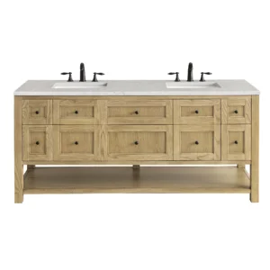 Breckenridge 72″ Double Vanity, Light Natural Oak w/ 3 CM Eternal Jasmine Pearl Top