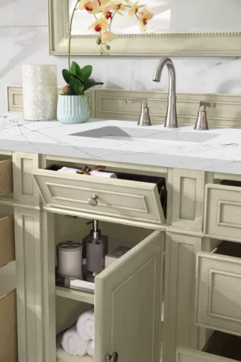 Bristol 60" Single Vanity, Vintage Vanilla w/ 3 CM Ethereal Noctis Quartz Top - Image 4