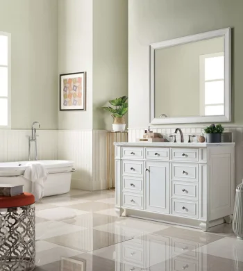 Bristol 48" Single Vanity, Bright White w/ 3 CM Ethereal Noctis Quartz Top - Image 3