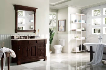 Brookfield 48" Single Vanity, Burnished Mahogany w/ 3 CM Eternal Marfil Quartz Top - Image 3