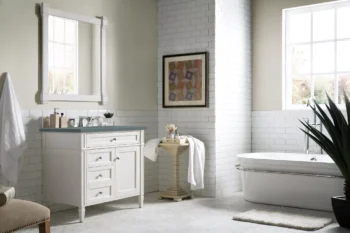 Brittany 36" Single Vanity, Bright White w/ 3 CM Cala Blue Top - Image 3