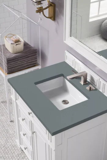 Bristol 30" Single Vanity, Bright White w/ 3 CM Cala Blue Top - Image 3
